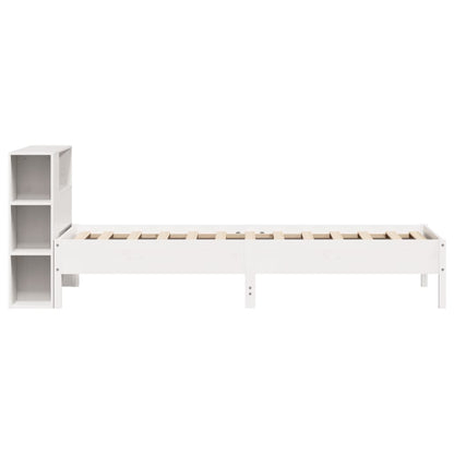 Bookcase Bed without Mattress White 100x200cm Solid Wood Pine