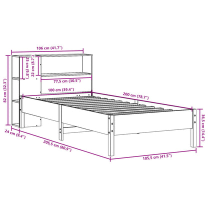 Bookcase Bed without Mattress White 100x200cm Solid Wood Pine