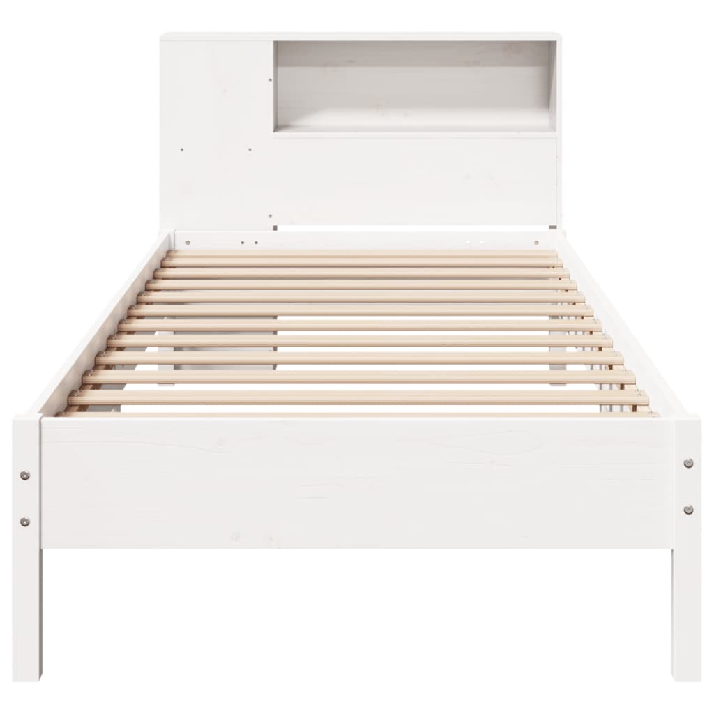 Bookcase Bed without Mattress White 90x200cm Solid Wood Pine