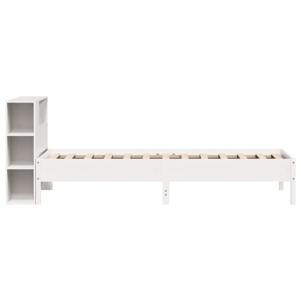 Bookcase Bed without Mattress White 90x200cm Solid Wood Pine