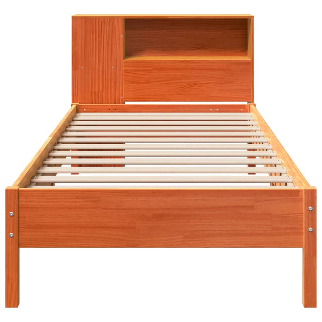 Bookcase Bed without Mattress Wax Brown 90x200cm Solid Wood Pine