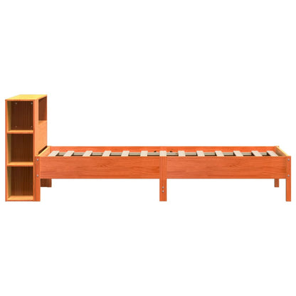 Bookcase Bed without Mattress Wax Brown 90x200cm Solid Wood Pine