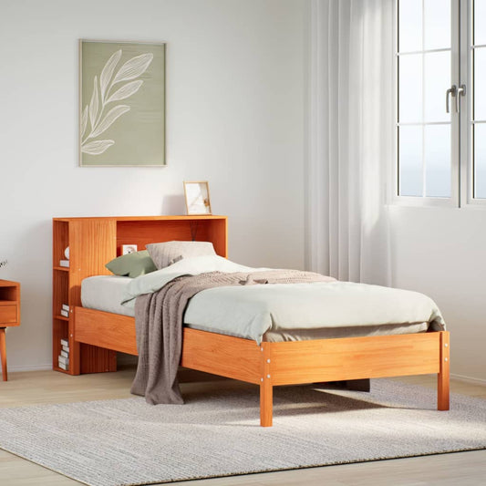 Bookcase Bed without Mattress Wax Brown 90x190 cm Single Solid Wood Pine