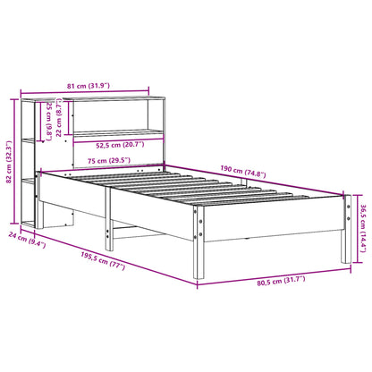 Bookcase Bed without Mattress 75x190 cm Small Single Solid Wood Pine