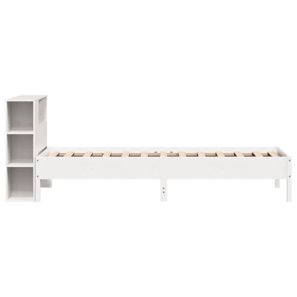 Bookcase Bed without Mattress White 75x190 cm Small Single Solid Wood Pine