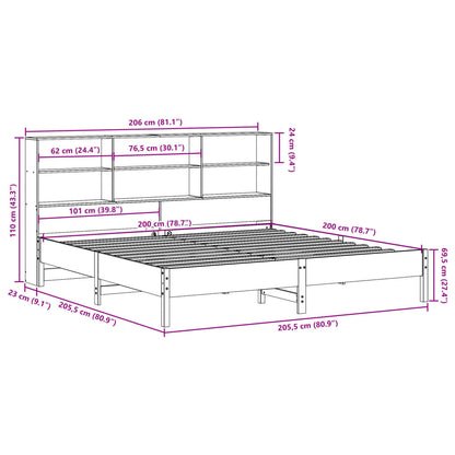 Bookcase Bed without Mattress 200x200cm Solid Wood Pine