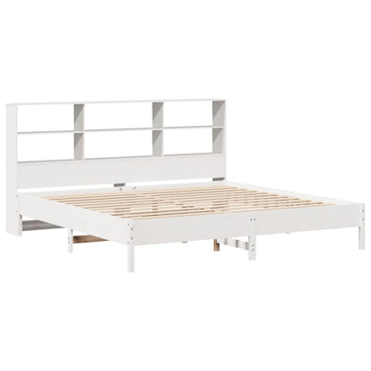 Bookcase Bed without Mattress White 200x200cm Solid Wood Pine