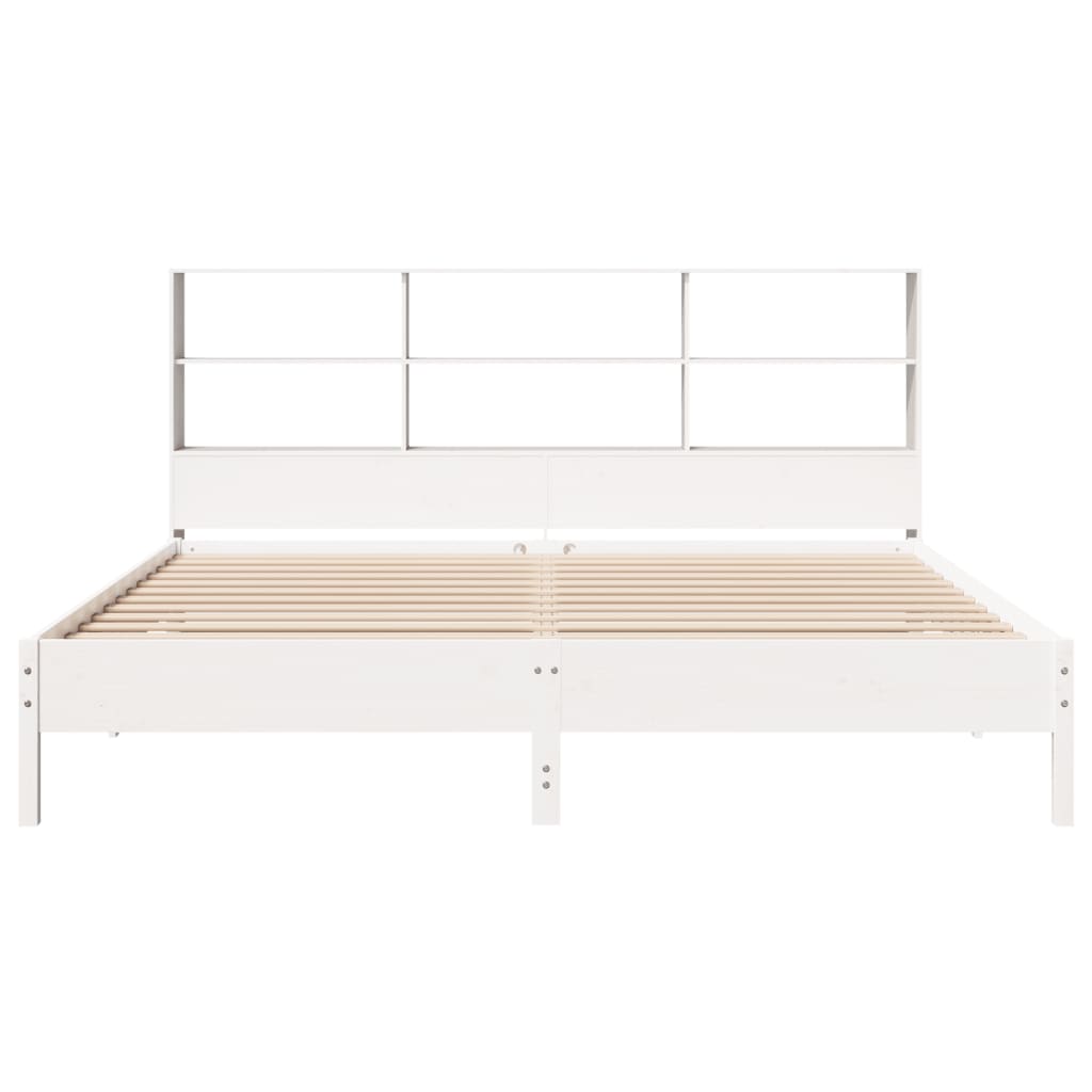 Bookcase Bed without Mattress White 200x200cm Solid Wood Pine