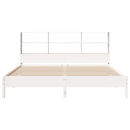 Bookcase Bed without Mattress White 200x200cm Solid Wood Pine