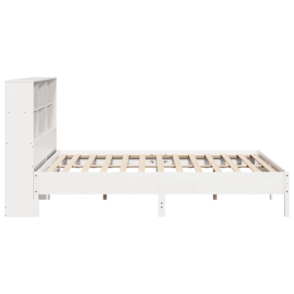 Bookcase Bed without Mattress White 200x200cm Solid Wood Pine