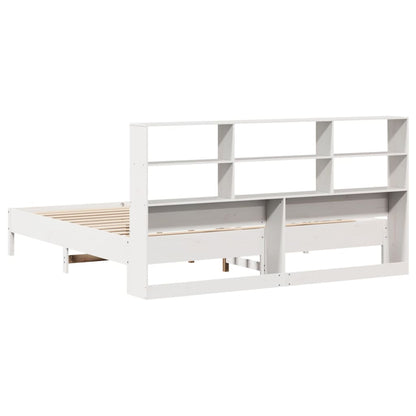 Bookcase Bed without Mattress White 200x200cm Solid Wood Pine