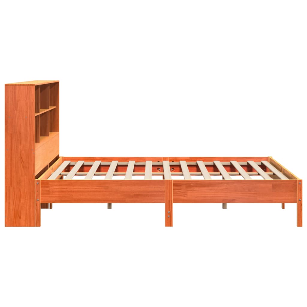 Bookcase Bed without Mattress Wax Brown 200x200cm Solid Wood Pine