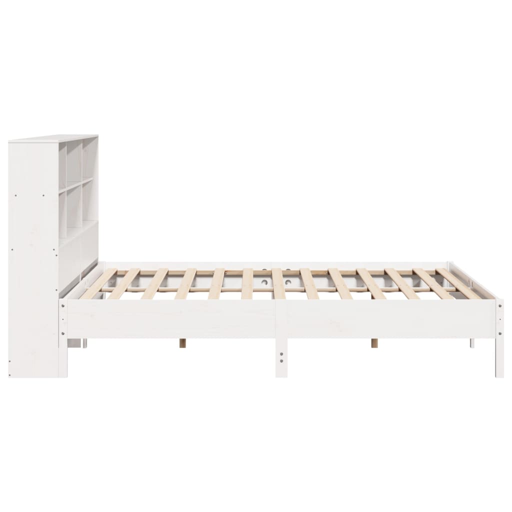 Bookcase Bed without Mattress White 180x200 cm Super King Solid Wood Pine