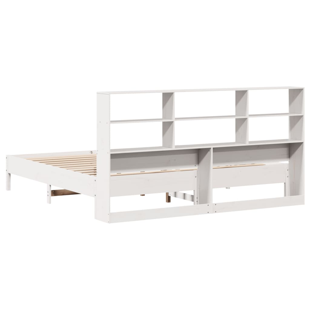 Bookcase Bed without Mattress White 180x200 cm Super King Solid Wood Pine