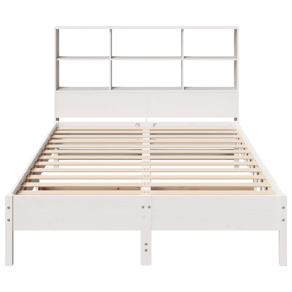 Bookcase Bed without Mattress White 160x200cm Solid Wood Pine