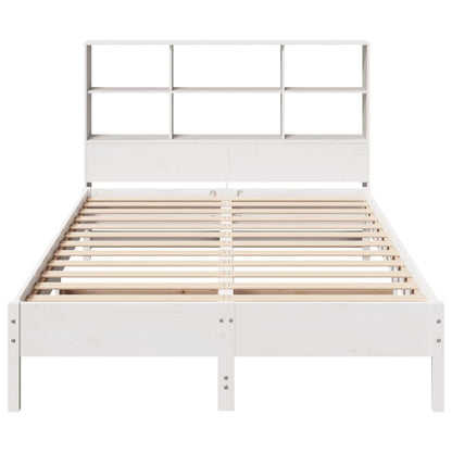 Bookcase Bed without Mattress White 160x200cm Solid Wood Pine