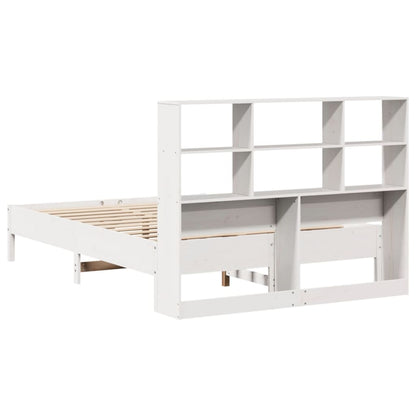 Bookcase Bed without Mattress White 160x200cm Solid Wood Pine