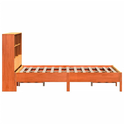 Bookcase Bed without Mattress Wax Brown 160x200cm Solid Wood Pine