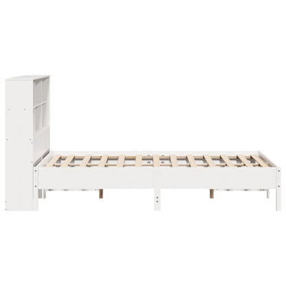 Bookcase Bed without Mattress White 150x200 cm King Size Solid Wood Pine