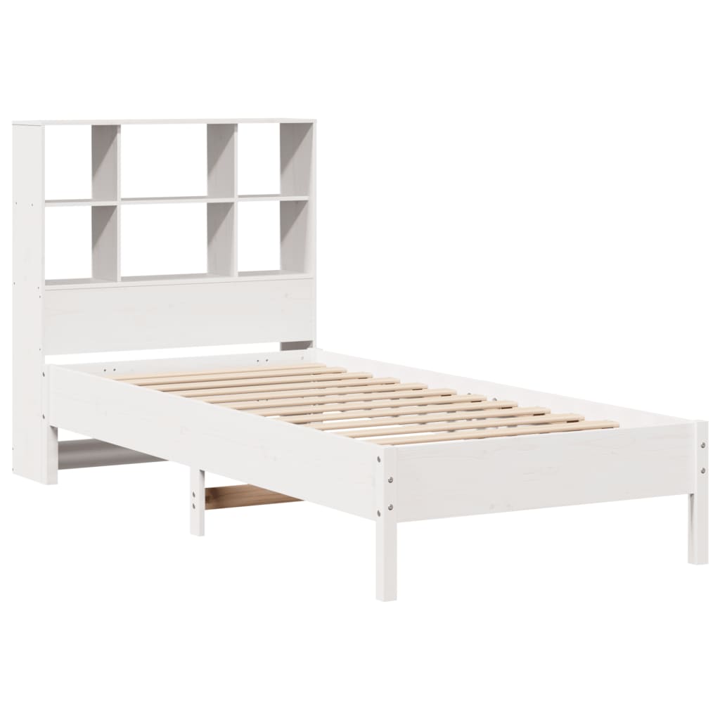 Bookcase Bed without Mattress White 100x200 cm Solid Wood Pine