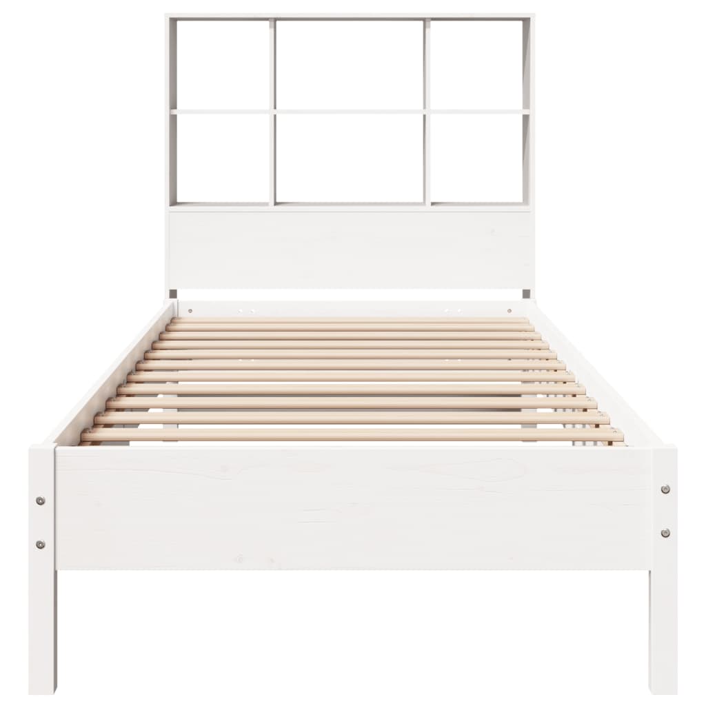 Bookcase Bed without Mattress White 100x200 cm Solid Wood Pine