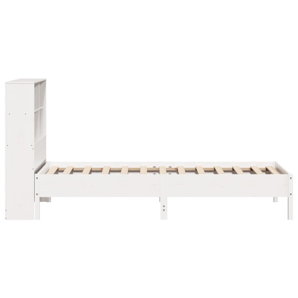 Bookcase Bed without Mattress White 100x200 cm Solid Wood Pine