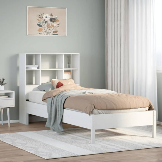 Bookcase Bed without Mattress White 100x200 cm Solid Wood Pine