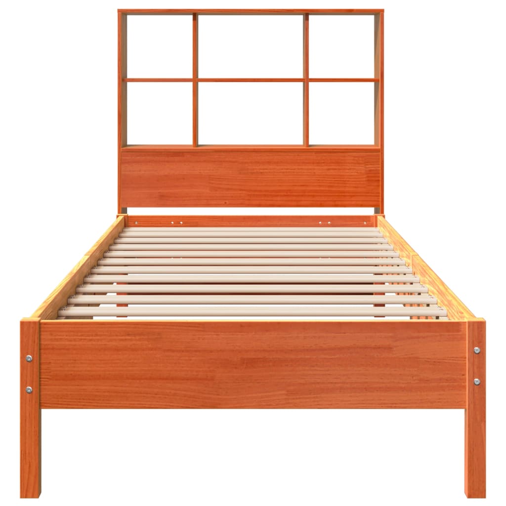 Bookcase Bed without Mattress Wax Brown 100x200 cm Solid Wood Pine