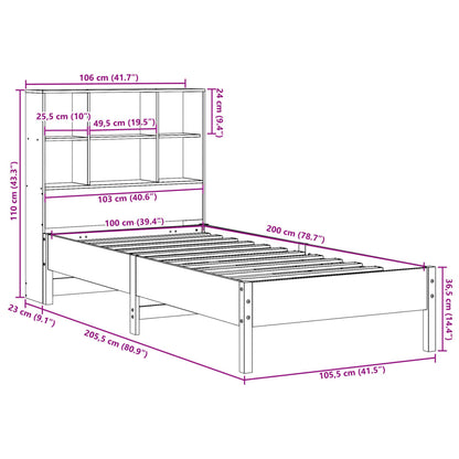 Bookcase Bed without Mattress Wax Brown 100x200 cm Solid Wood Pine