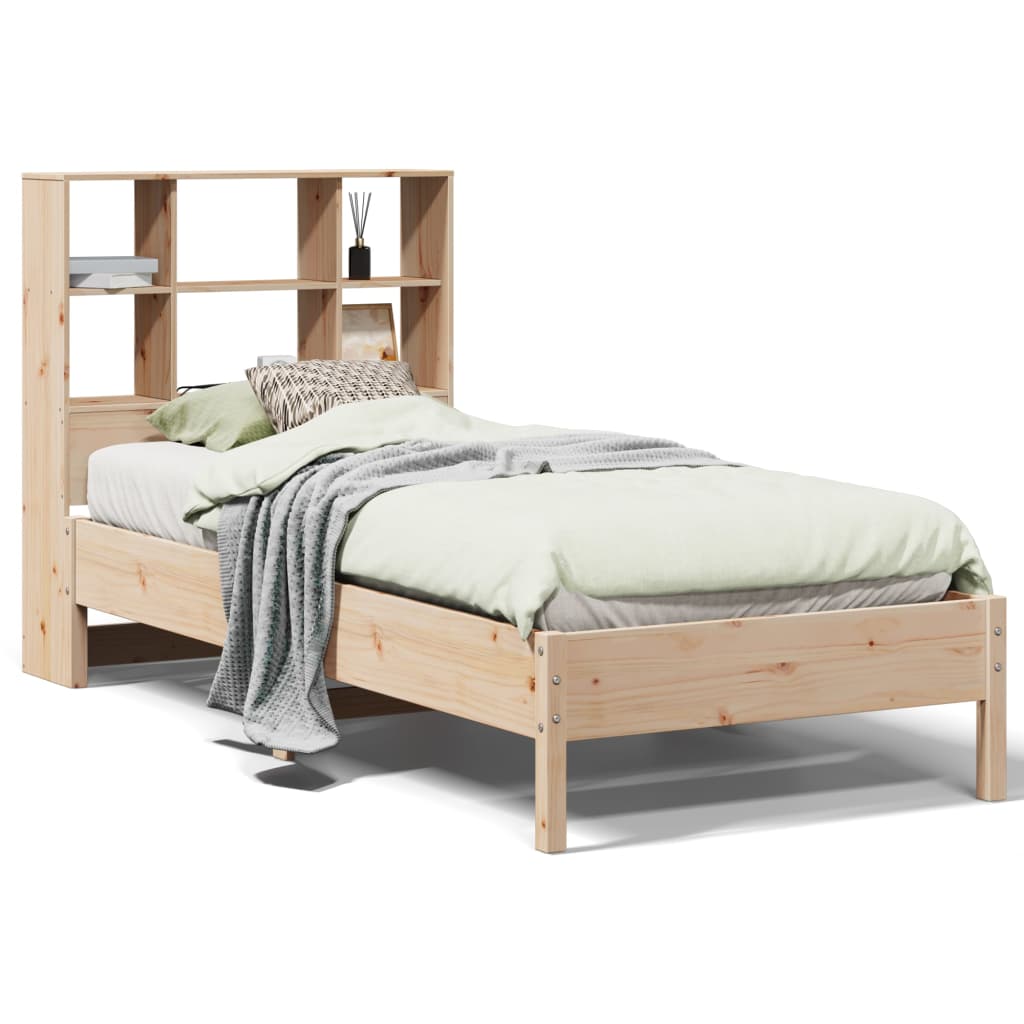 Bookcase Bed without Mattress 90x200 cm Solid Wood Pine