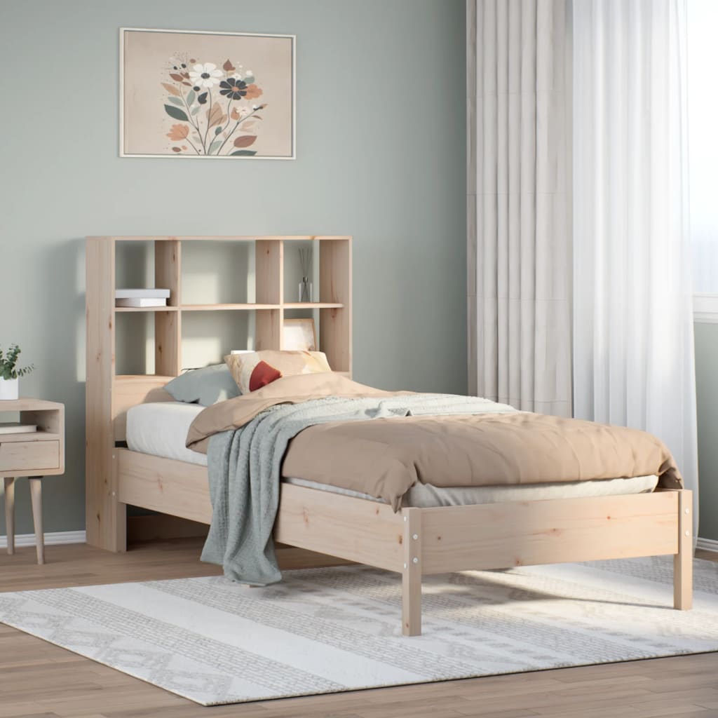 Bookcase Bed without Mattress 90x200 cm Solid Wood Pine