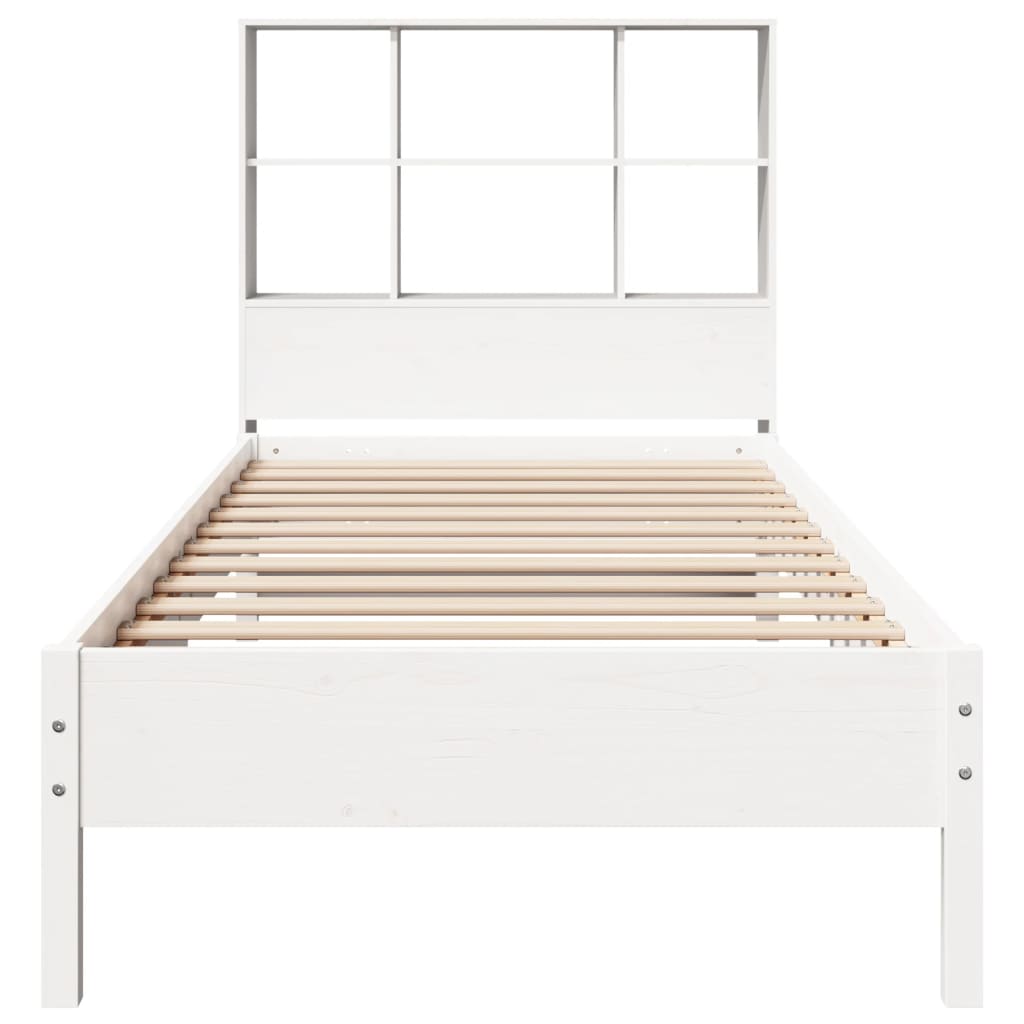 Bookcase Bed without Mattress White 90x200 cm Solid Wood Pine