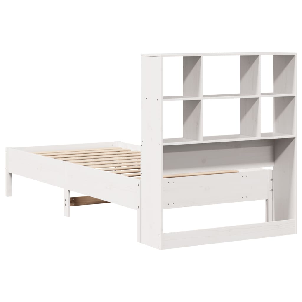 Bookcase Bed without Mattress White 90x200 cm Solid Wood Pine