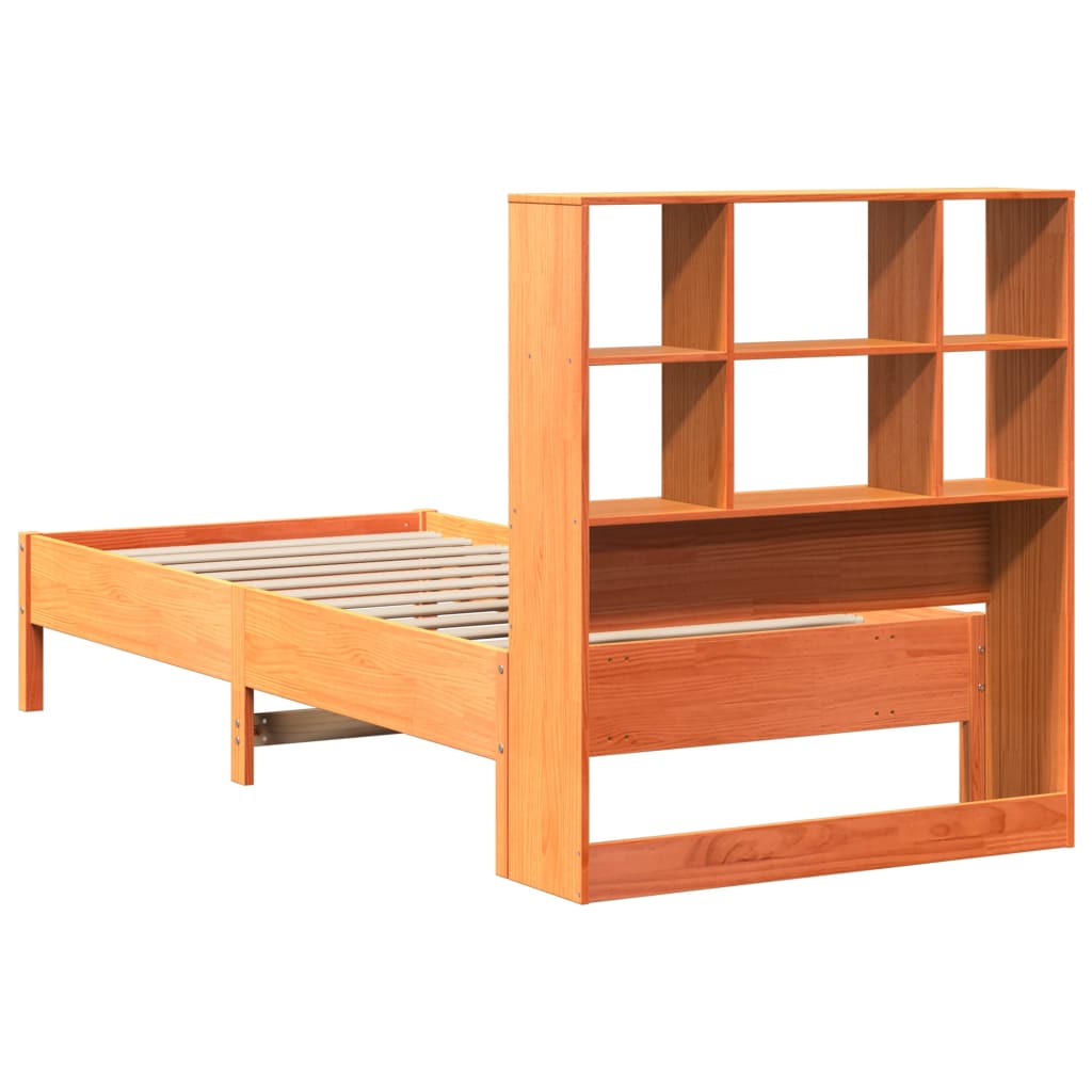 Bookcase Bed without Mattress Wax Brown 90x200 cm Solid Wood Pine