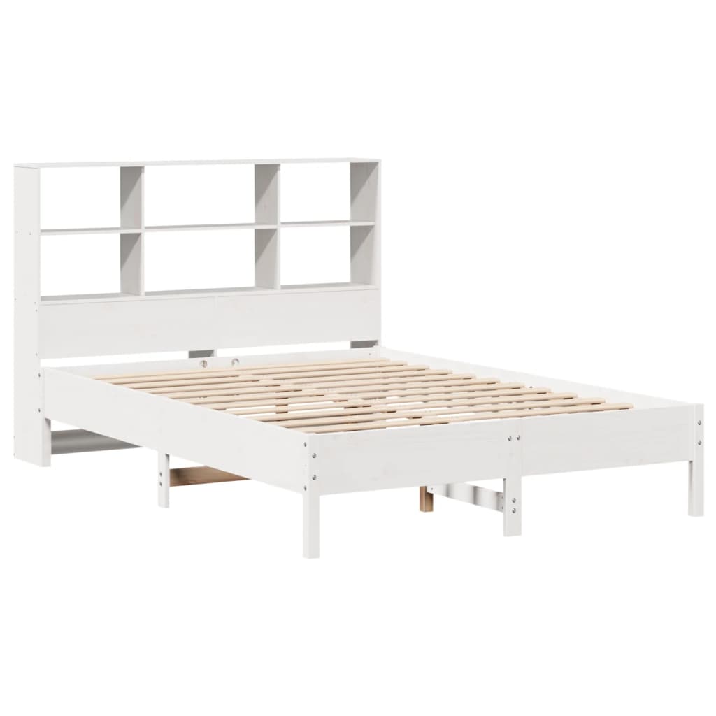 Bookcase Bed without Mattress White 140x190 cm Solid Wood Pine