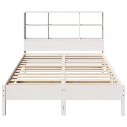 Bookcase Bed without Mattress White 140x190 cm Solid Wood Pine