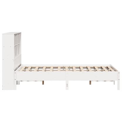 Bookcase Bed without Mattress White 135x190 cm Double Solid Wood Pine