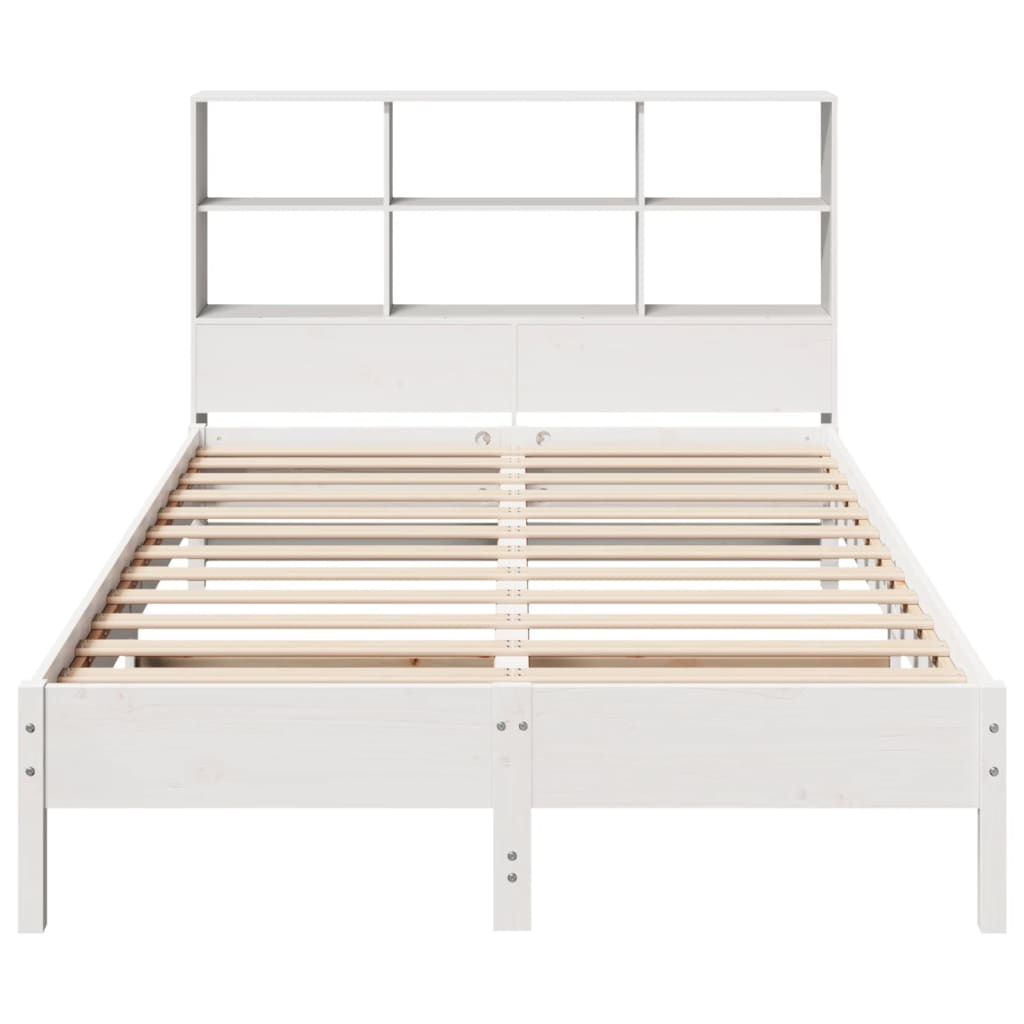 Bookcase Bed without Mattress White 120x190 cm Small Double Solid Wood Pine