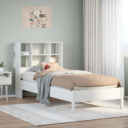 Bookcase Bed without Mattress White 90x190 cm Single Solid Wood Pine