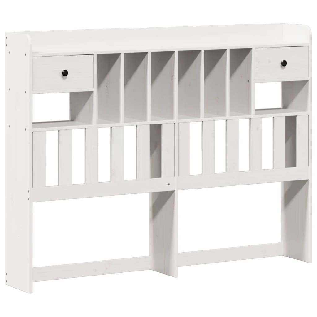 Bookcase Bed without Mattress White 150x200 cm King Size Solid Wood Pine