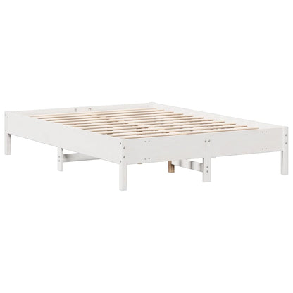 Bookcase Bed without Mattress White 150x200 cm King Size Solid Wood Pine