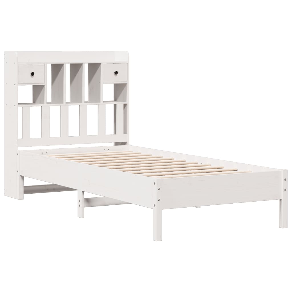 Bookcase Bed without Mattress White 100x200 cm Solid Wood Pine