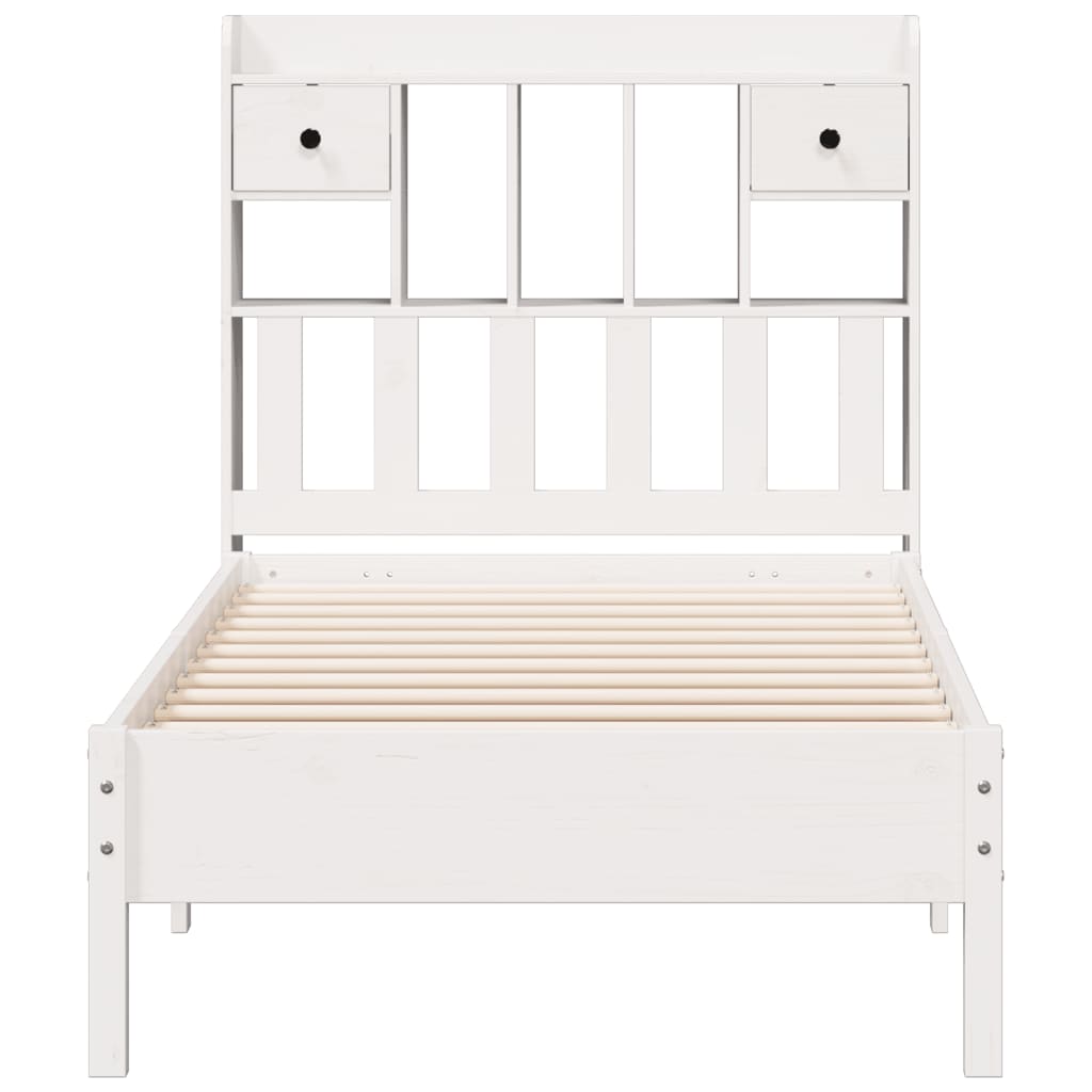 Bookcase Bed without Mattress White 100x200 cm Solid Wood Pine