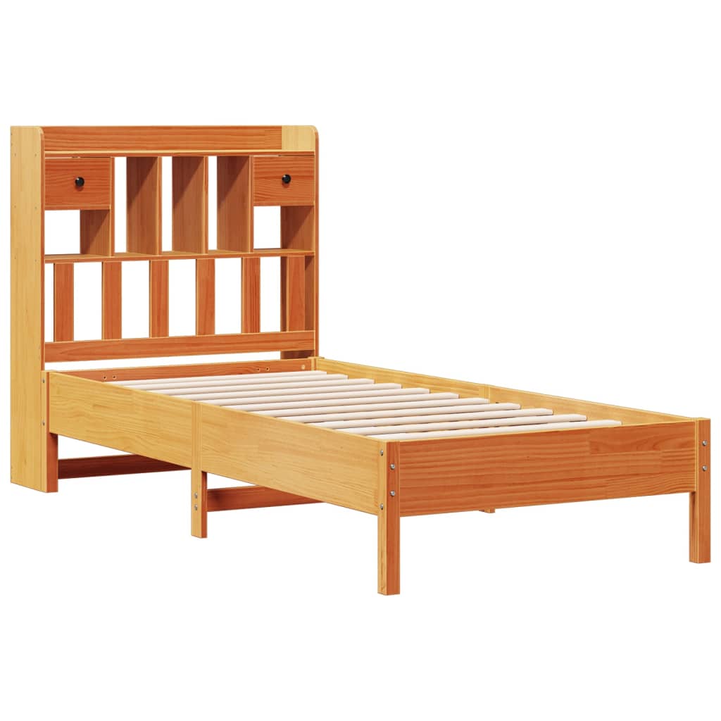 Bookcase Bed without Mattress Wax Brown 100x200 cm Solid Wood Pine