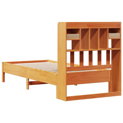 Bookcase Bed without Mattress Wax Brown 100x200 cm Solid Wood Pine