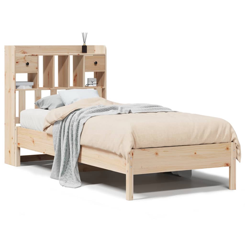 Bookcase Bed without Mattress 90x200 cm Solid Wood Pine