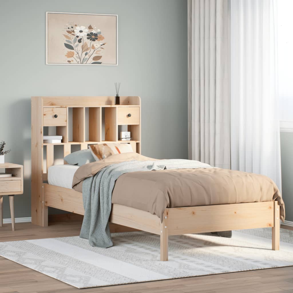 Bookcase Bed without Mattress 90x200 cm Solid Wood Pine