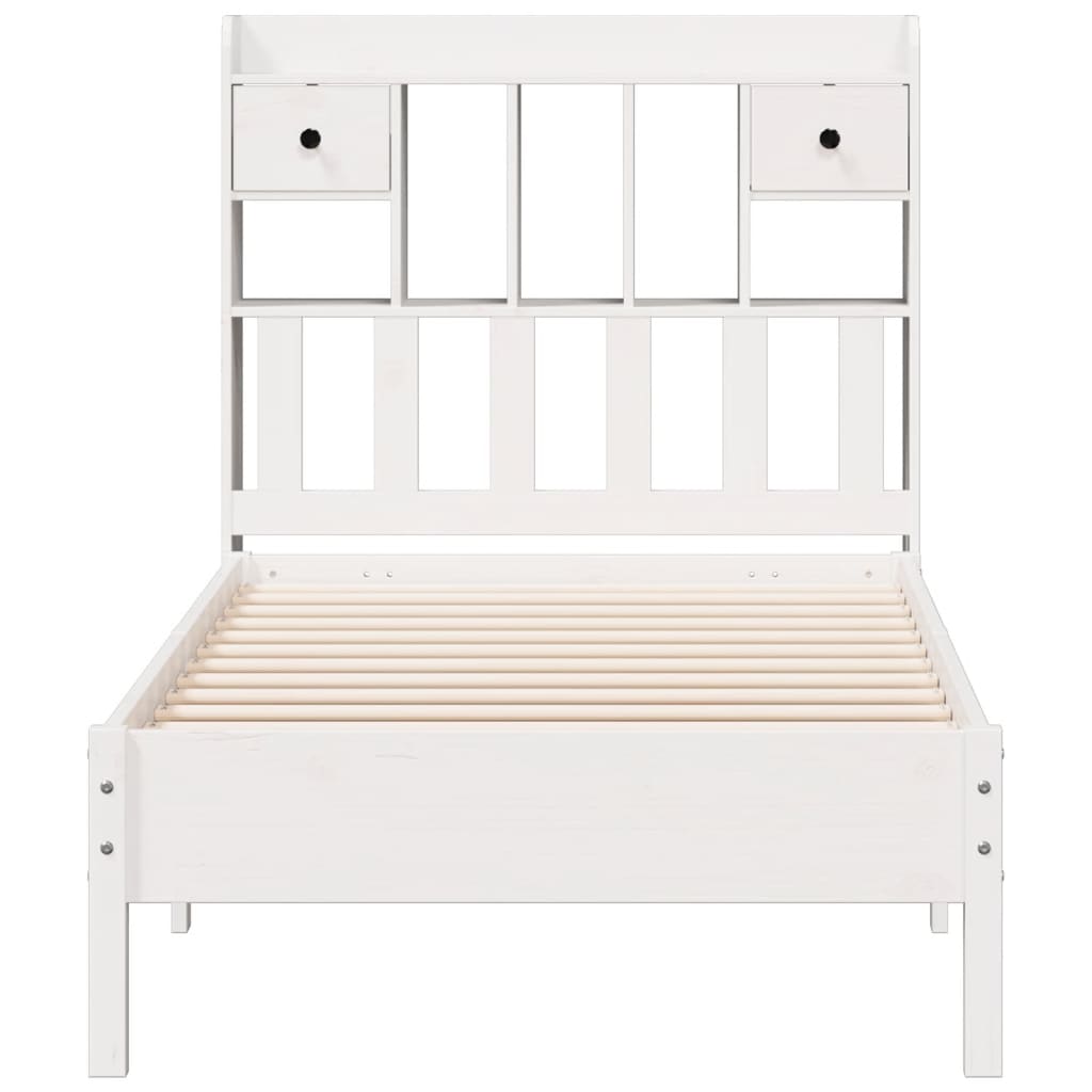 Bookcase Bed without Mattress White 90x200 cm Solid Wood Pine