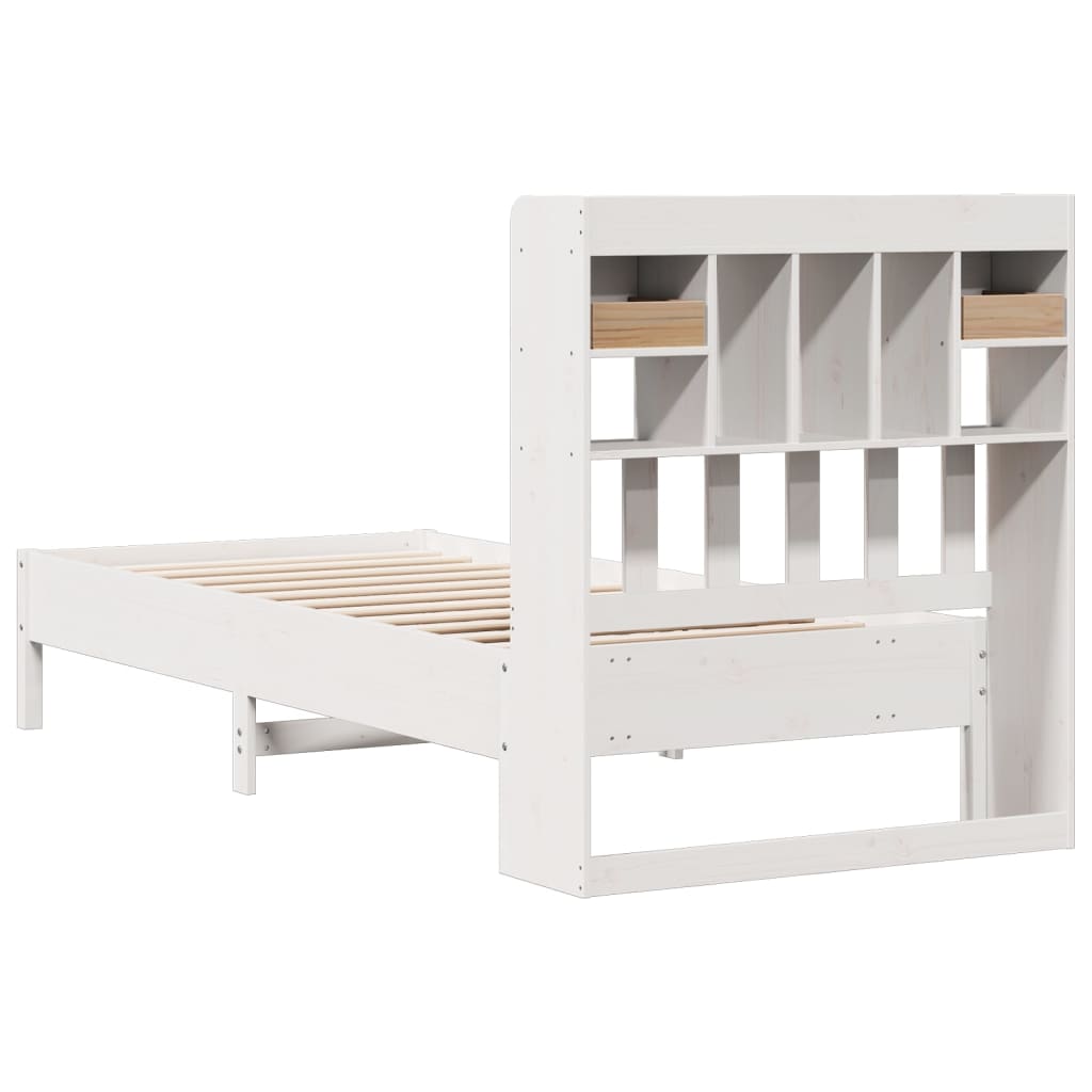 Bookcase Bed without Mattress White 90x200 cm Solid Wood Pine