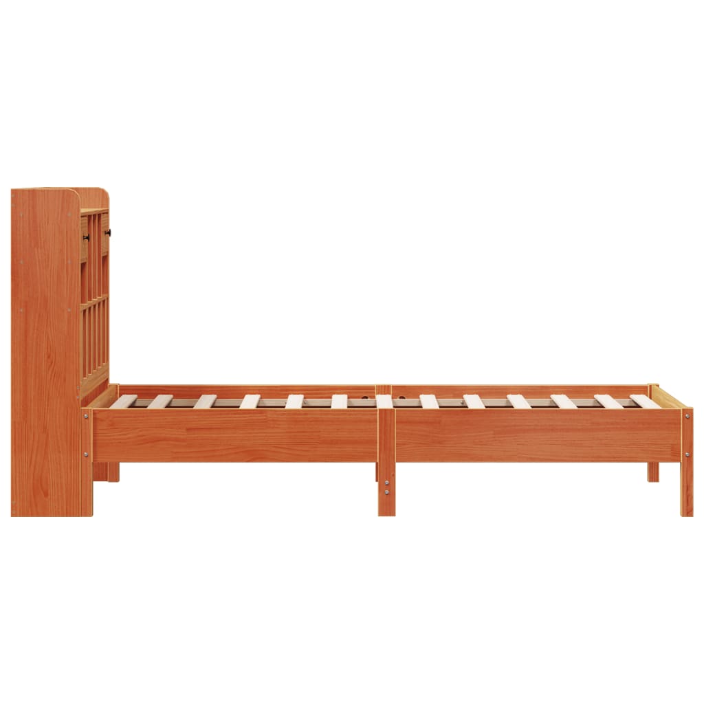 Bookcase Bed without Mattress Wax Brown 90x200 cm Solid Wood Pine